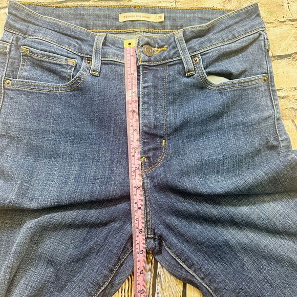 Levis Jeans Womens Sz.28 Blue 721 High Rise Skinny Ankle Stretch Denim Dark Wash - Picture 11 of 16